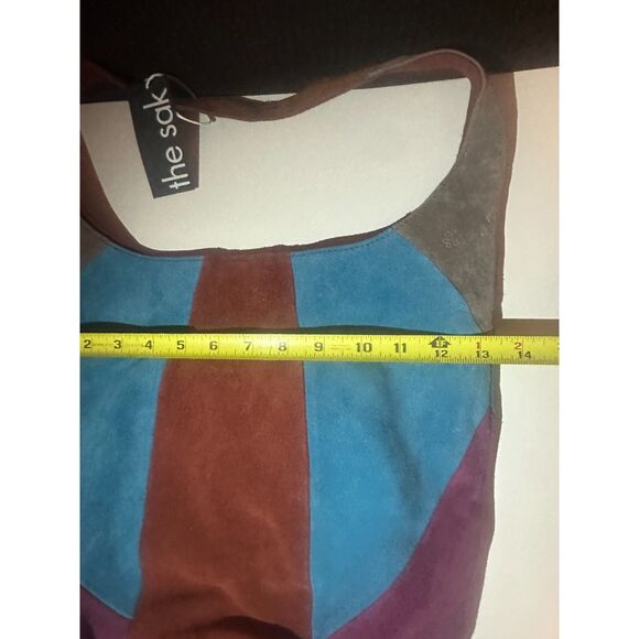 NWT The Sak Multi Color Patchwork Suede Bucket Bag Shoulder Hobo - Picture 9 of 9